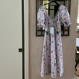 Floral Puff Sleeve Dress, Hill House. Size S